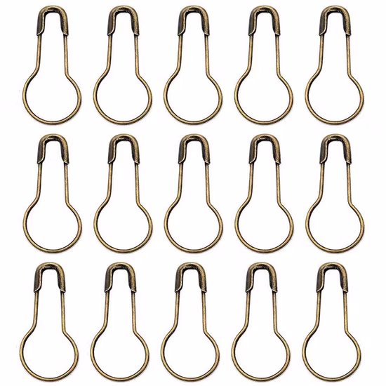 Spilla da balia a pera in metallo di serie in fabbrica, spilla da balia in metallo a forma di pera